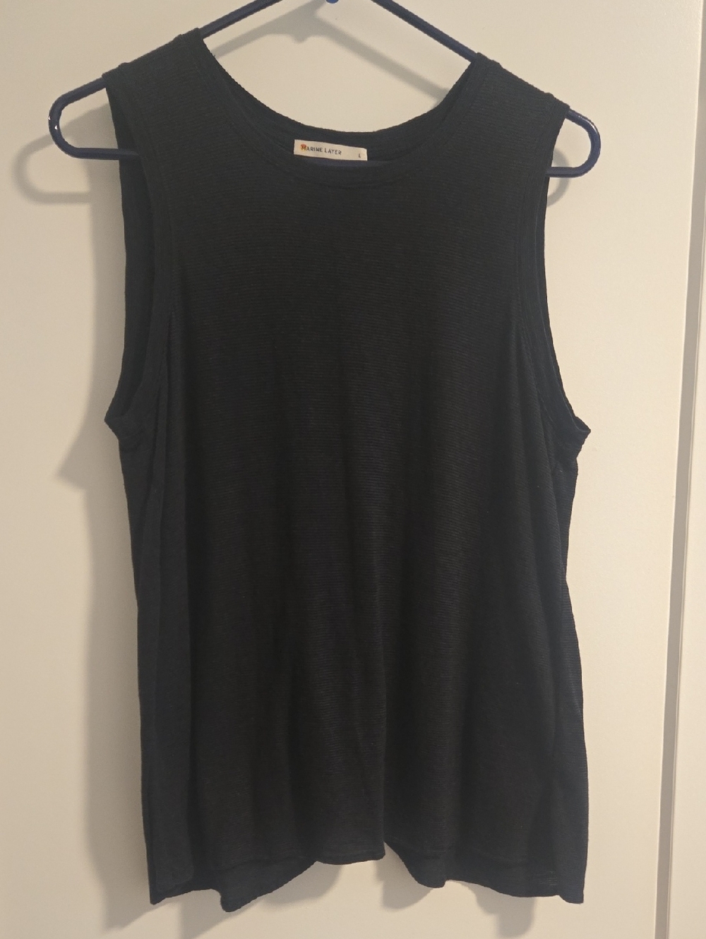 Marine Layer Open Tulip Back Black Ribbed Tank Top